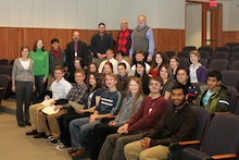 The University hosts multiple educational programs and academic competitions for area elementary, middle and high school students during the spring semester. Pictured are the participants and organizers of the University’s annual Northeast Pennsylvania Brain Bee, which was held Feb. 8.